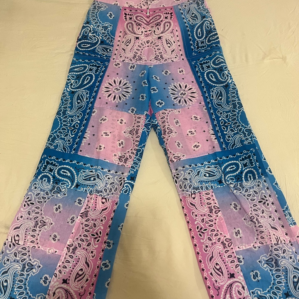 Pink and Blue Paisley Patchwork Pants